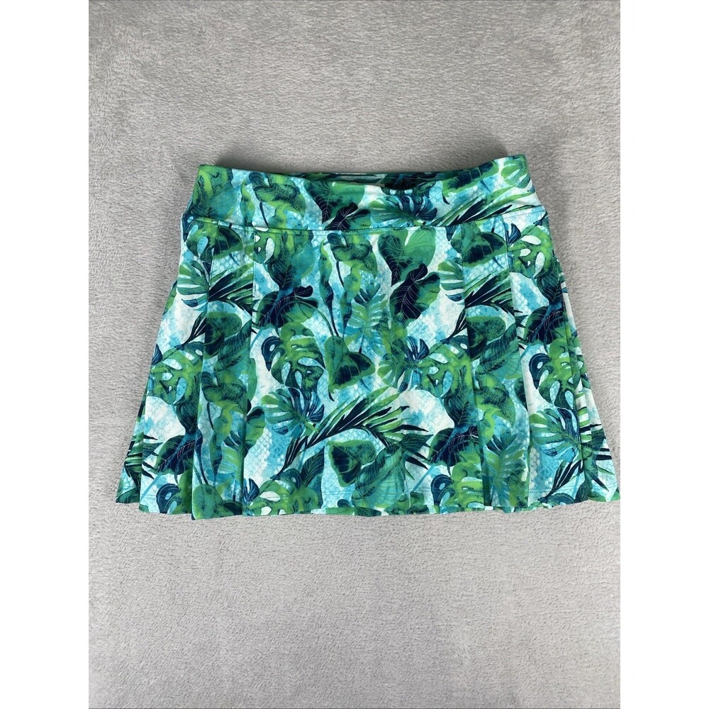 Tommy Bahama Golf Skort Medium Green Tropical Palm Leaf Print PLeats GOlf Pickle